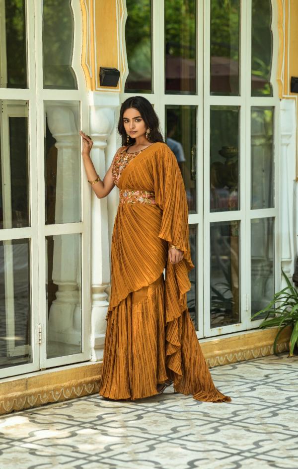 Zara 04 Beautiful Embroidery Ruffle Saree Collection